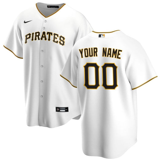 Pittsburgh Pirates Nike Home Replica Custom Jersey - White Team Jersey Sports Fan Apparel