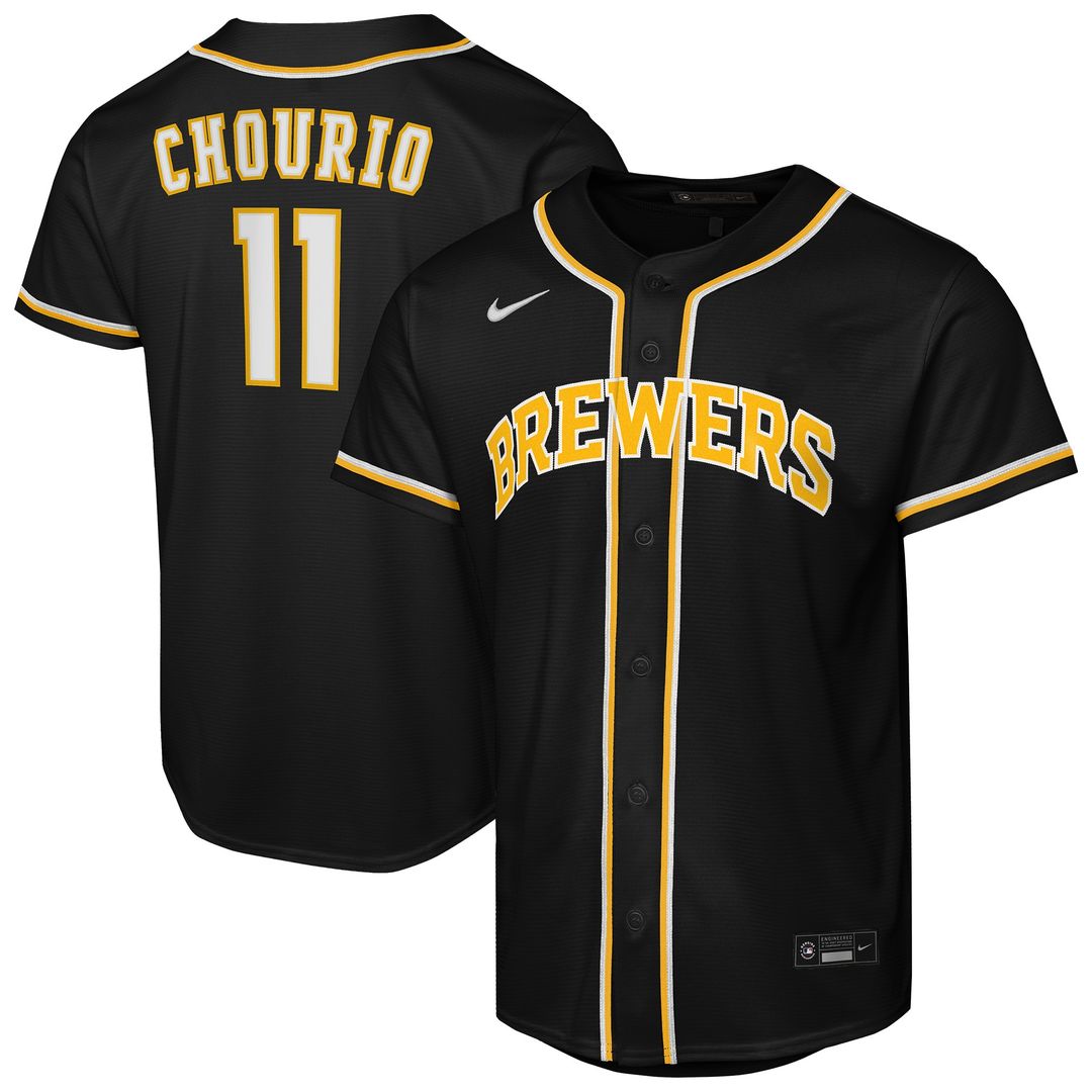 Milwaukee Brewers Jackson Chourio Nike Youth Fashion Replica Player Jersey - Black Team Jersey Sports Fan Apparel
