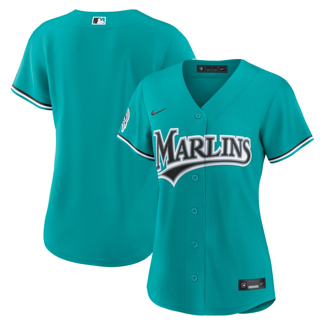 Miami Marlins Nike Women's Alternate Stadium Jersey - Teal Team Jersey Sports Fan Apparel