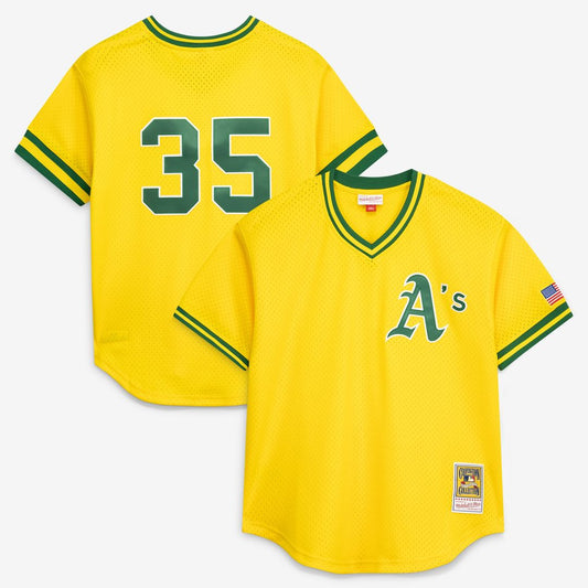 Athletics Rickey Henderson Mitchell & Ness Authentic Batting Practice Jersey - Yellow Team Jersey Sports Fan Apparel