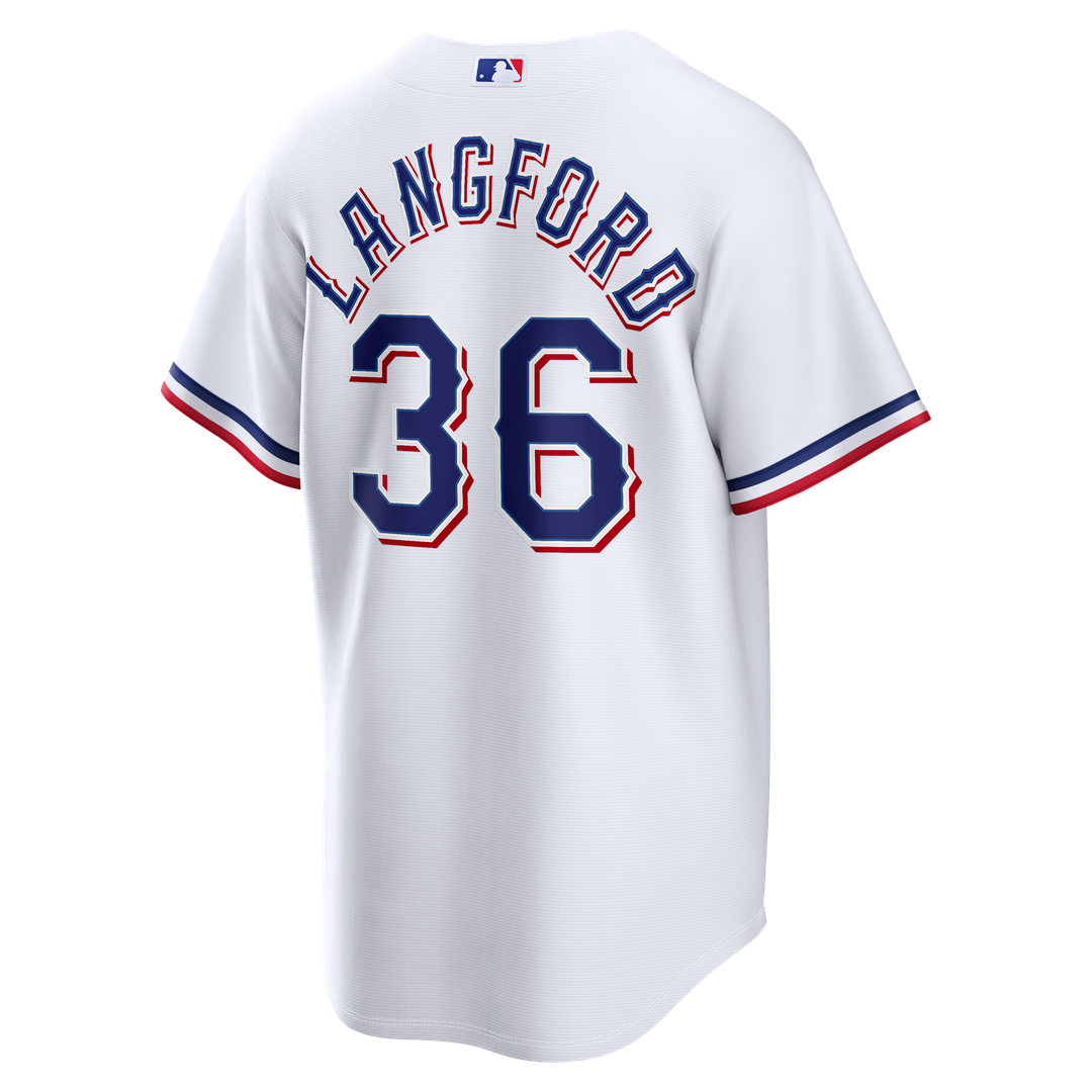 Texas Rangers Wyatt Langford Nike Home Replica Jersey - White Team Jersey Sports Fan Apparel