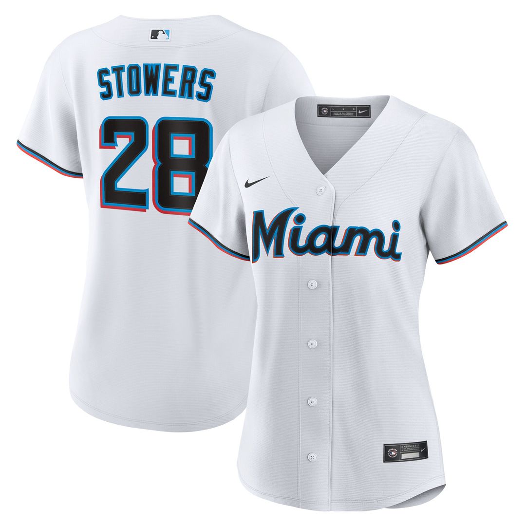 Miami Marlins Kyle Stowers Nike Women's Home Replica Jersey - White Team Jersey Sports Fan Apparel