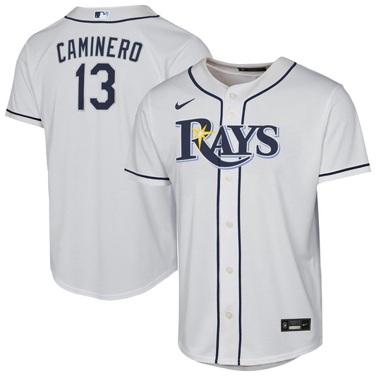 Tampa Bay Rays Junior Caminero Nike Youth Home Replica Player Jersey - White Team Jersey Sports Fan Apparel