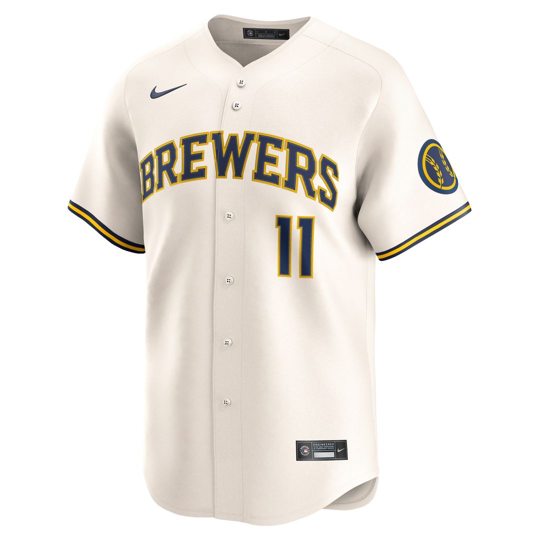 Milwaukee Brewers Jackson Chourio Nike Home Limited Jersey - Cream Team Jersey Sports Fan Apparel