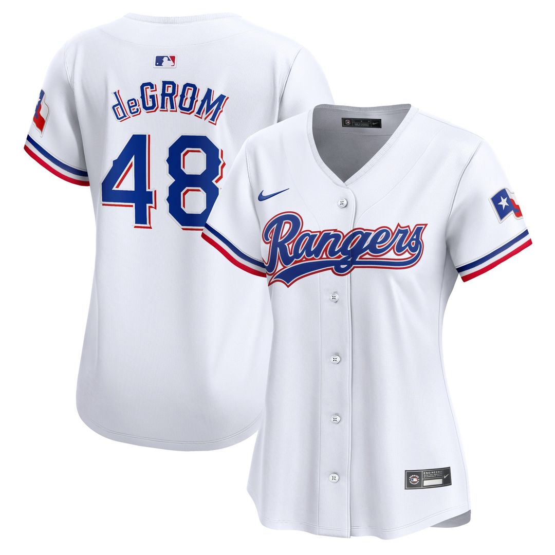 Texas Rangers Jacob deGrom Nike Women's Home Limited Player Jersey - White Team Jersey Sports Fan Apparel