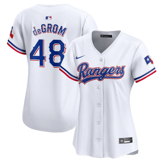 Texas Rangers Jacob deGrom Nike Women's Home Limited Player Jersey - White Team Jersey Sports Fan Apparel