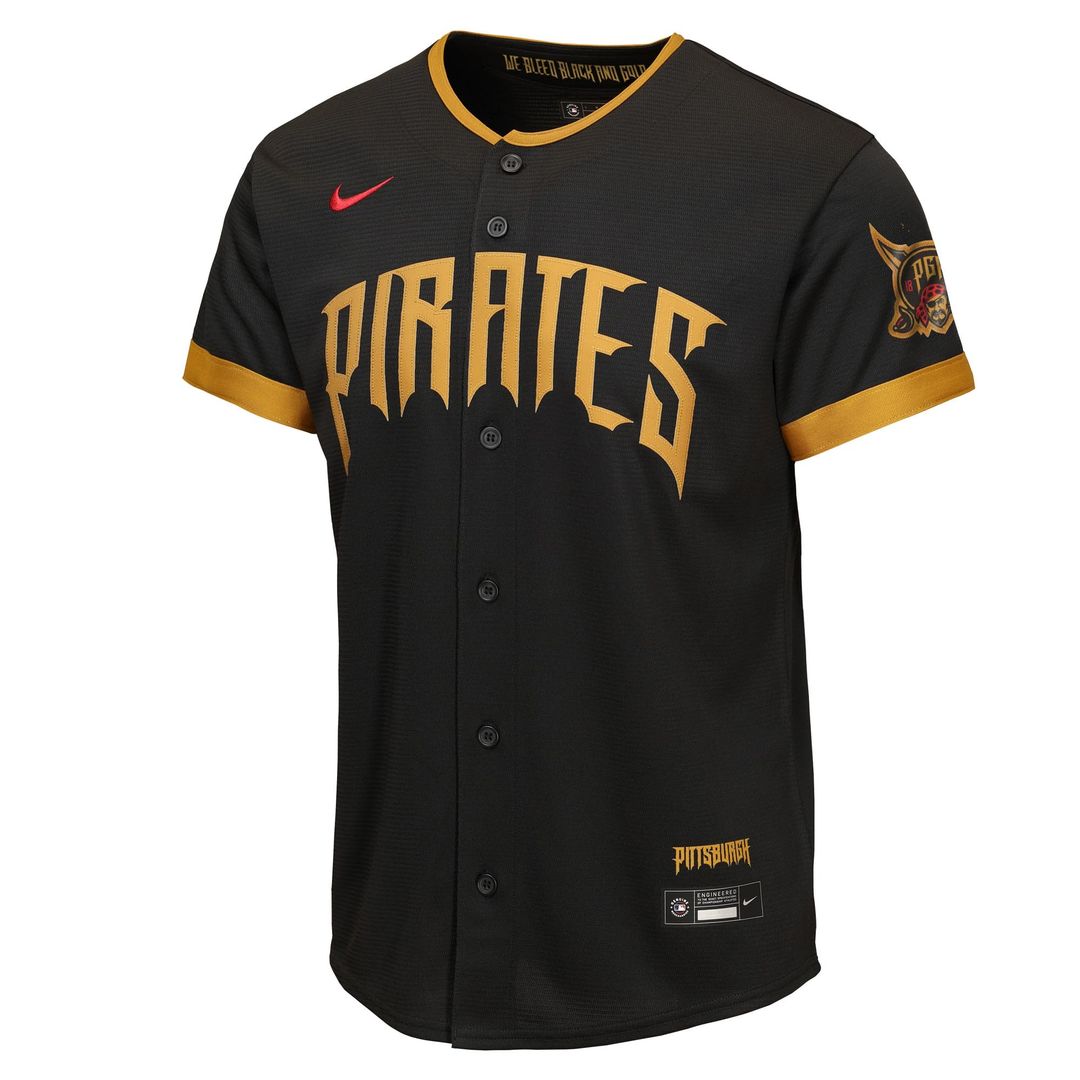 Pittsburgh Pirates Nike Youth 2026 City Connect Stadium Jersey - Black Team Jersey Sports Fan Apparel