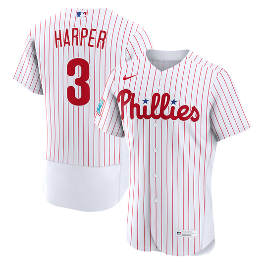 Philadelphia Phillies Bryce Harper Nike Home Authentic Sponsor Patch Jersey - White Team Jersey Sports Fan Apparel