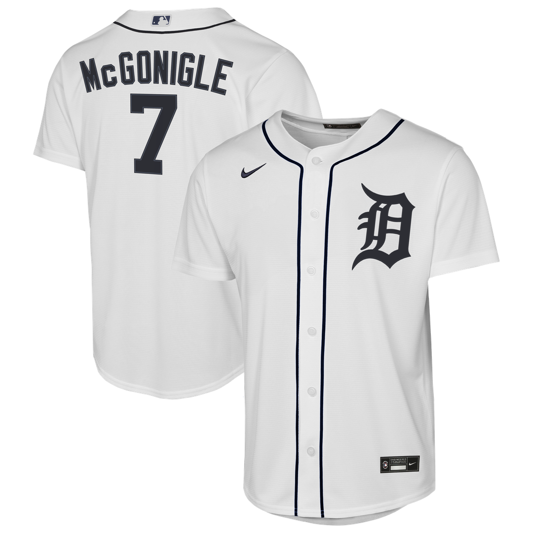 Detroit Tigers Kevin McGonigle Nike Youth Home Replica Jersey - White Team Jersey Sports Fan Apparel