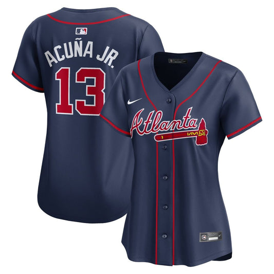 Atlanta Braves Ronald Acuña Jr. Nike Women's Alternate Limited Player Jersey - Navy Team Jersey Sports Fan Apparel