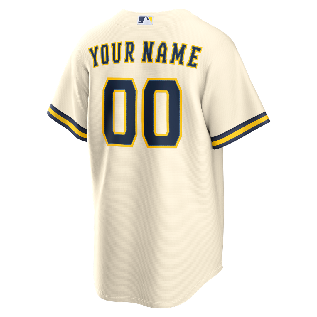 Milwaukee Brewers Nike Home Replica Custom Jersey - Cream Team Jersey Sports Fan Apparel