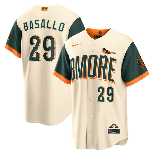 Baltimore Orioles Samuel Basallo Nike 2026 City Connect Stadium Jersey - Cream Team Jersey Sports Fan Apparel