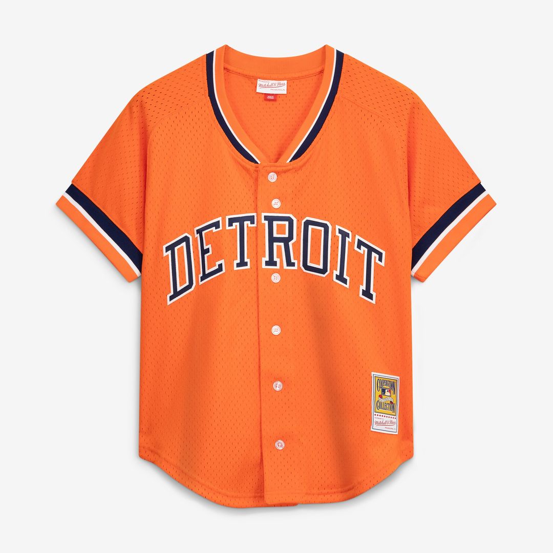Detroit Tigers Kirk Gibson Mitchell & Ness Cooperstown Mesh Batting Practice Button - Up Jersey - Orange Team Jersey Sports Fan Apparel