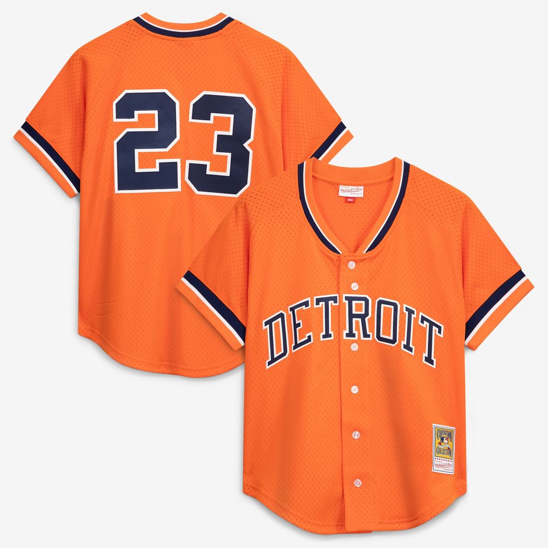 Detroit Tigers Kirk Gibson Mitchell & Ness Cooperstown Mesh Batting Practice Button - Up Jersey - Orange Team Jersey Sports Fan Apparel
