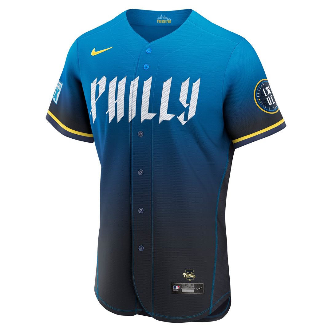 Philadelphia Phillies Kyle Schwarber Nike City Connect Authentic Sponsor Patch Jersey - Navy Team Jersey Sports Fan Apparel