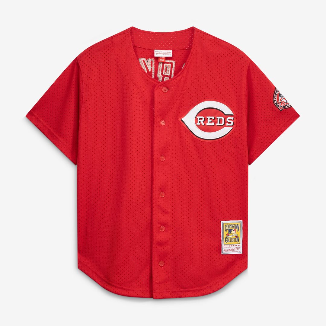 Cincinnati Reds Barry Larkin Mitchell & Ness Throwback Cooperstown Mesh Batting Practice Jersey - Red Team Jersey Sports Fan Apparel