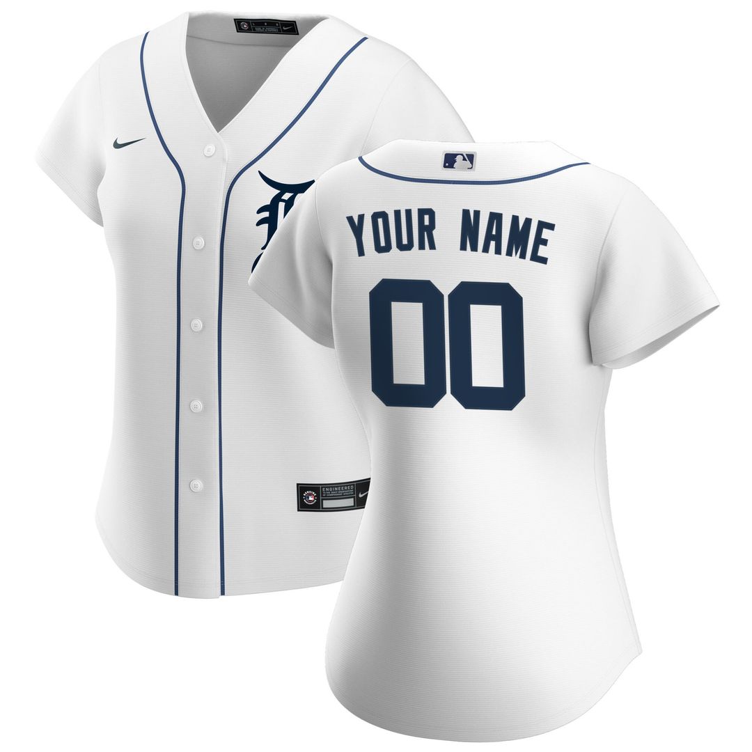 Detroit Tigers Nike Women's Home Replica Custom Jersey - White Team Jersey Sports Fan Apparel