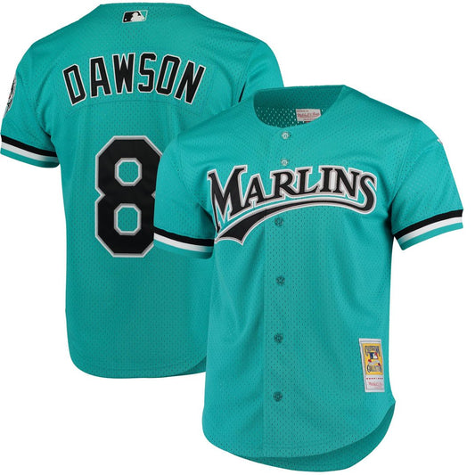 Andre Dawson Florida Marlins Mitchell & Ness Cooperstown Mesh Batting Practice Button - Up Jersey - Teal Team Jersey Sports Fan Apparel