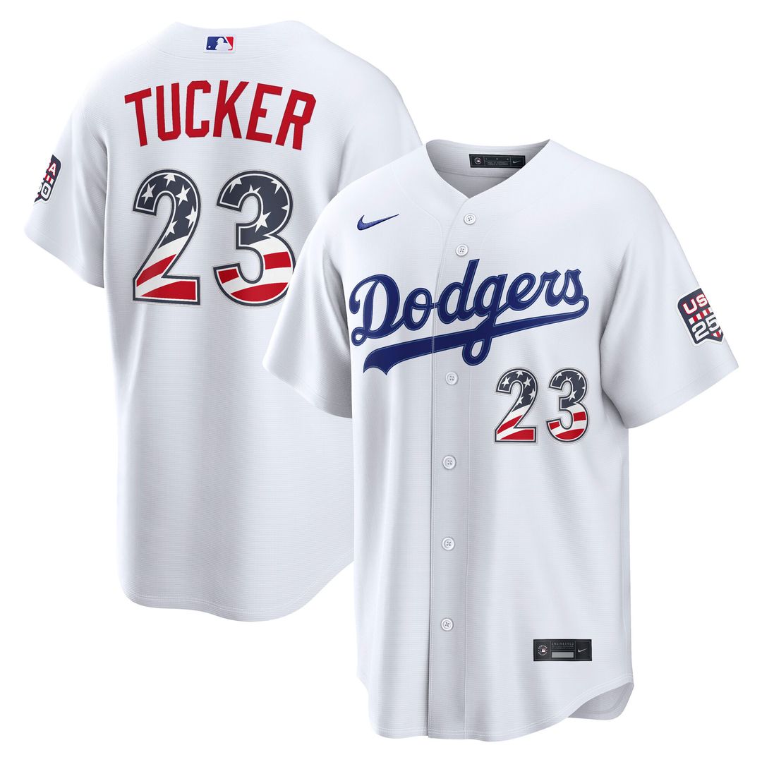 Los Angeles Dodgers Kyle Tucker Nike USA 250 Fourth of July Home Stadium Jersey - White Team Jersey Sports Fan Apparel