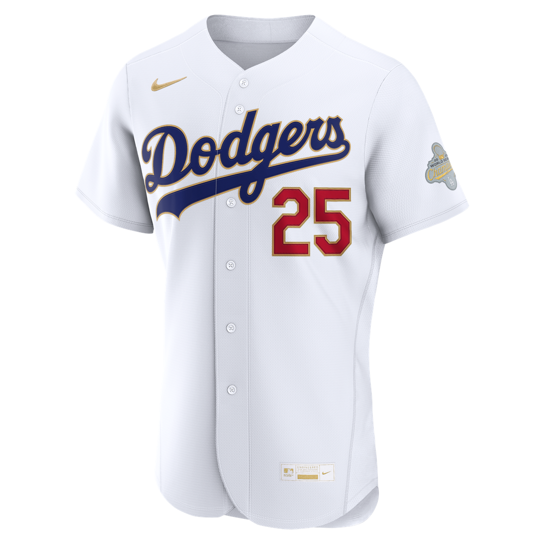 Los Angeles Dodgers Tommy Edman Nike 2026 Gold Collection Authentic Jersey - White Team Jersey Sports Fan Apparel