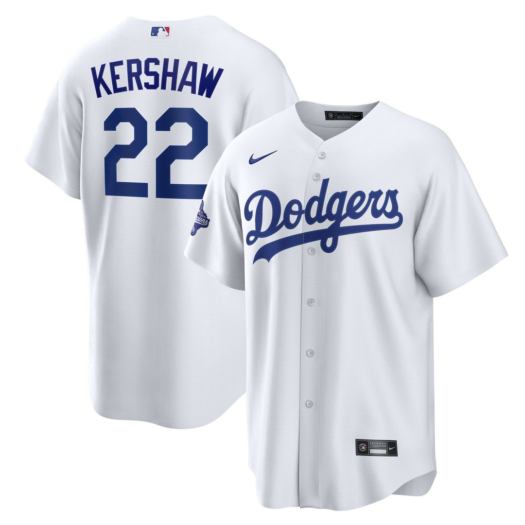 Los Angeles Dodgers Clayton Kershaw Nike Home 2025 World Series Champions Replica Jersey - White Team Jersey Sports Fan Apparel