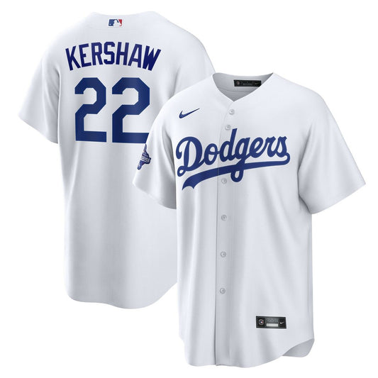 Los Angeles Dodgers Clayton Kershaw Nike Home 2025 World Series Champions Replica Jersey - White Team Jersey Sports Fan Apparel