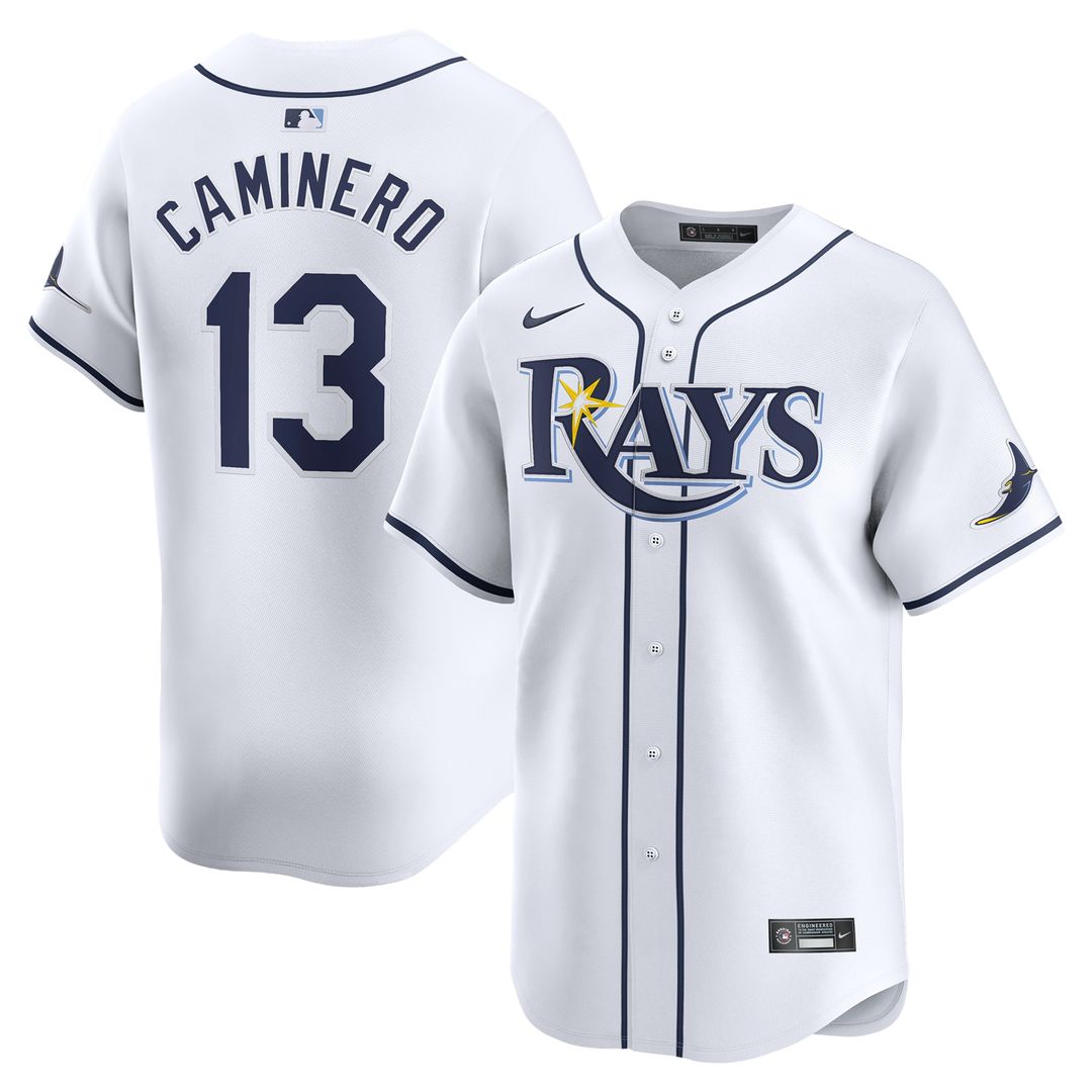 Tampa Bay Rays Junior Caminero Nike Youth Home Limited Player Jersey - White Team Jersey Sports Fan Apparel