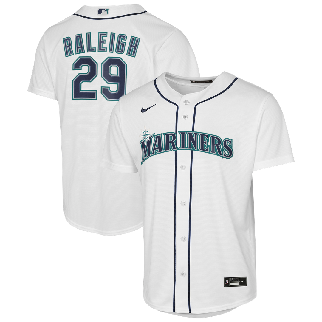 Seattle Mariners Cal Raleigh Nike Youth Home Baseline Jersey - White Team Jersey Sports Fan Apparel