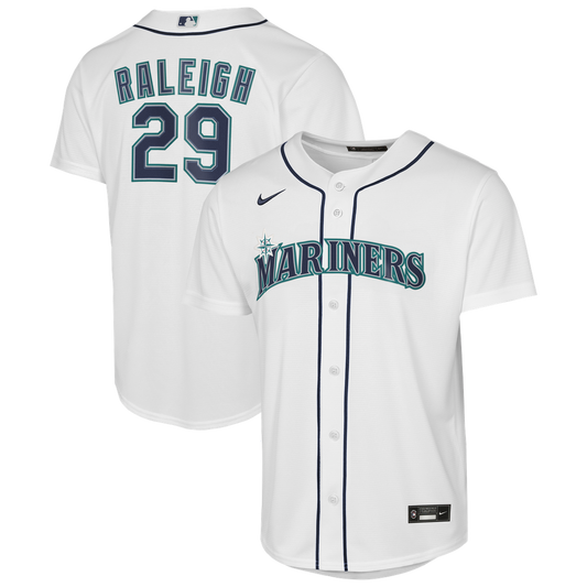 Seattle Mariners Cal Raleigh Nike Youth Home Baseline Jersey - White Team Jersey Sports Fan Apparel