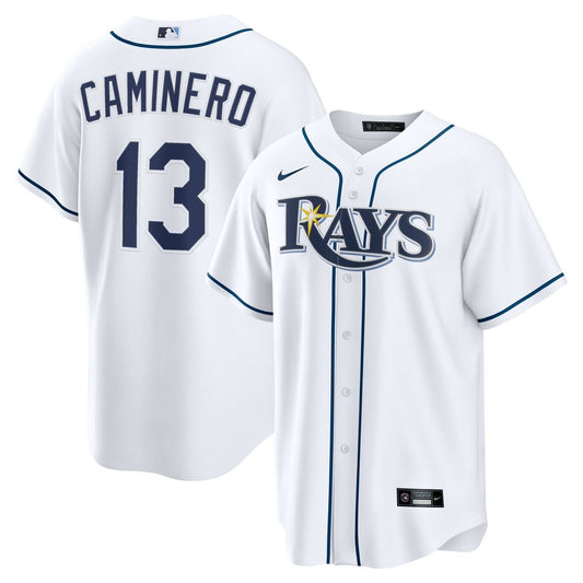Tampa Bay Rays Junior Caminero Nike Home Replica Jersey - White Team Jersey Sports Fan Apparel
