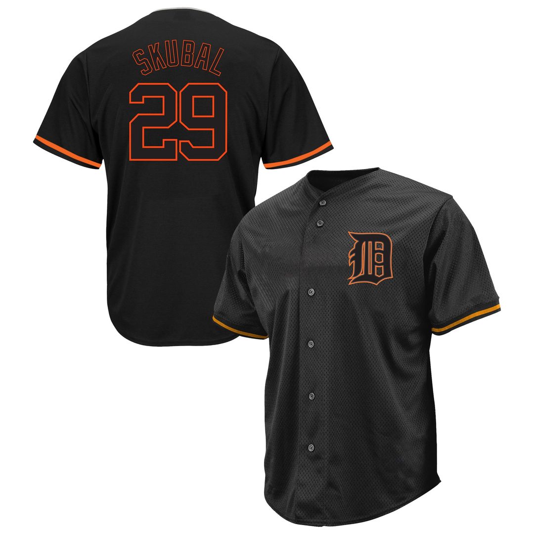 Detroit Tigers Tarik Skubal Profile Big & Tall Pop Fashion Jersey - Black Team Jersey Sports Fan Apparel