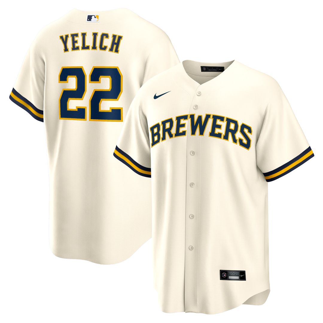 Milwaukee Brewers Christian Yelich Nike Home Replica Player Jersey - Cream Team Jersey Sports Fan Apparel