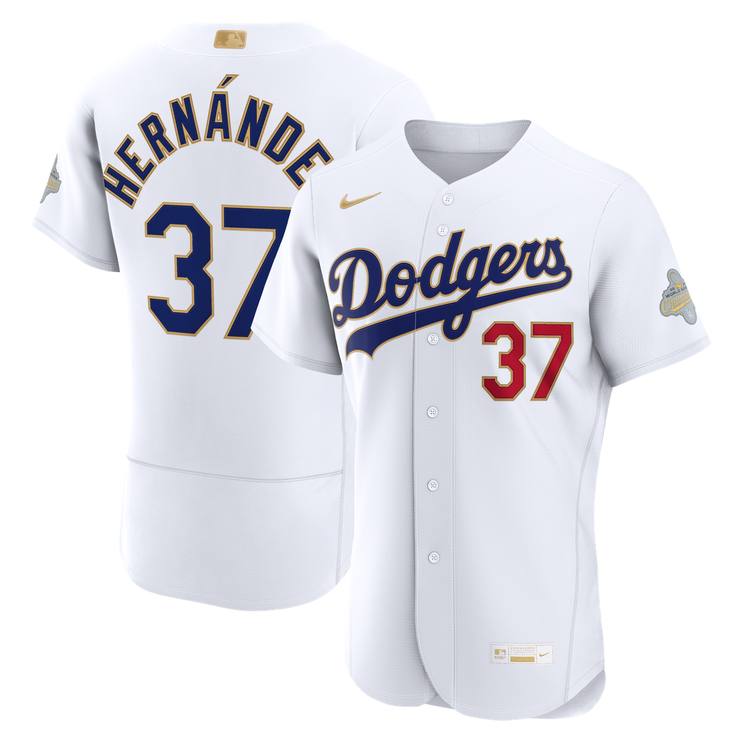Los Angeles Dodgers Teoscar Hernández Nike 2026 Gold Collection Authentic Jersey - White Team Jersey Sports Fan Apparel
