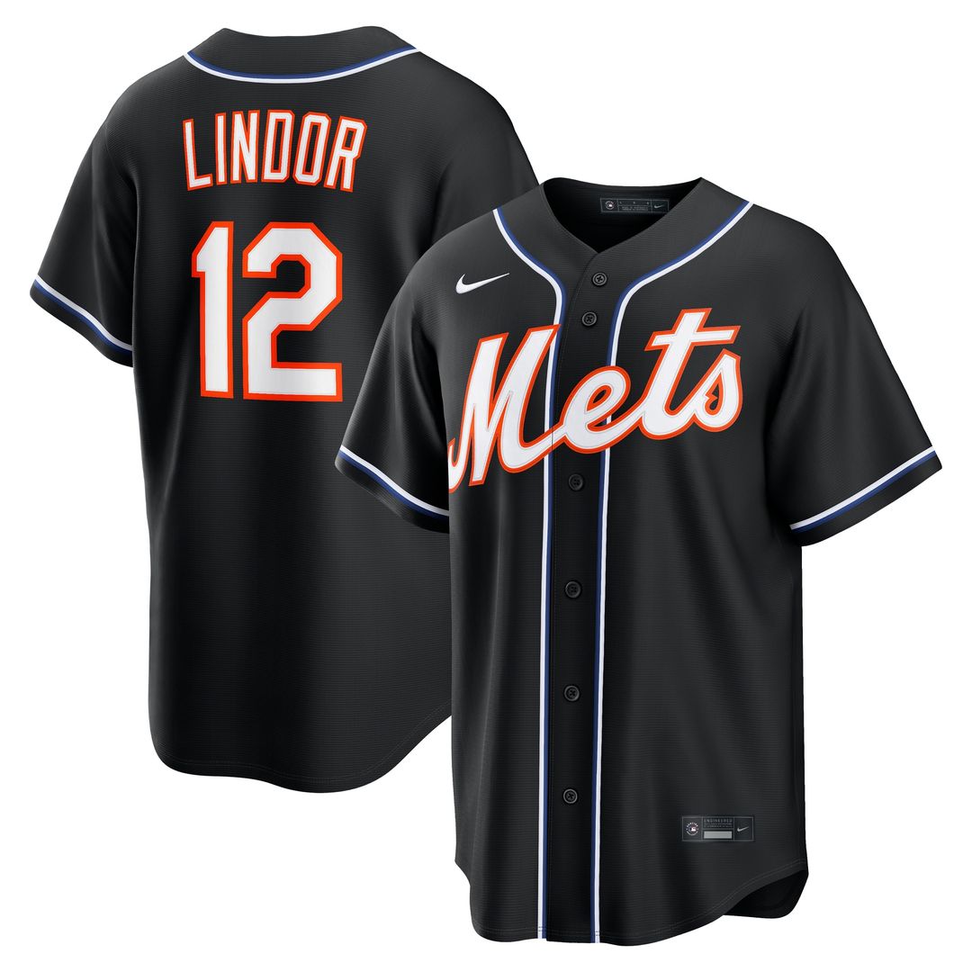 New York Mets Francisco Lindor Nike Fashion Replica Black Out Jersey Team Jersey Sports Fan Apparel