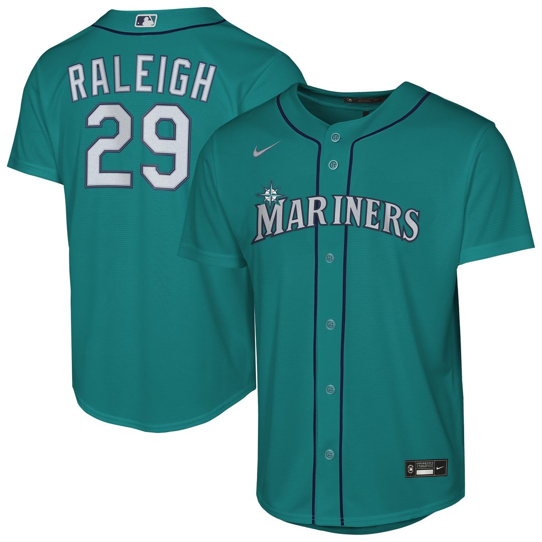 Seattle Mariners Cal Raleigh Nike Youth Alternate Replica Jersey - Teal Team Jersey Sports Fan Apparel