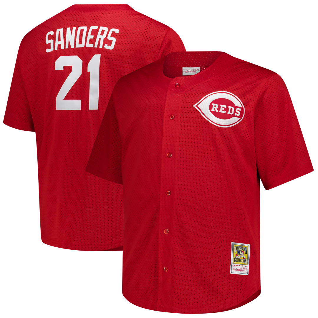 Cincinnati Reds Deion Sanders Mitchell & Ness Big & Tall Cooperstown Mesh Batting Practice Jersey - Red Team Jersey Sports Fan Apparel