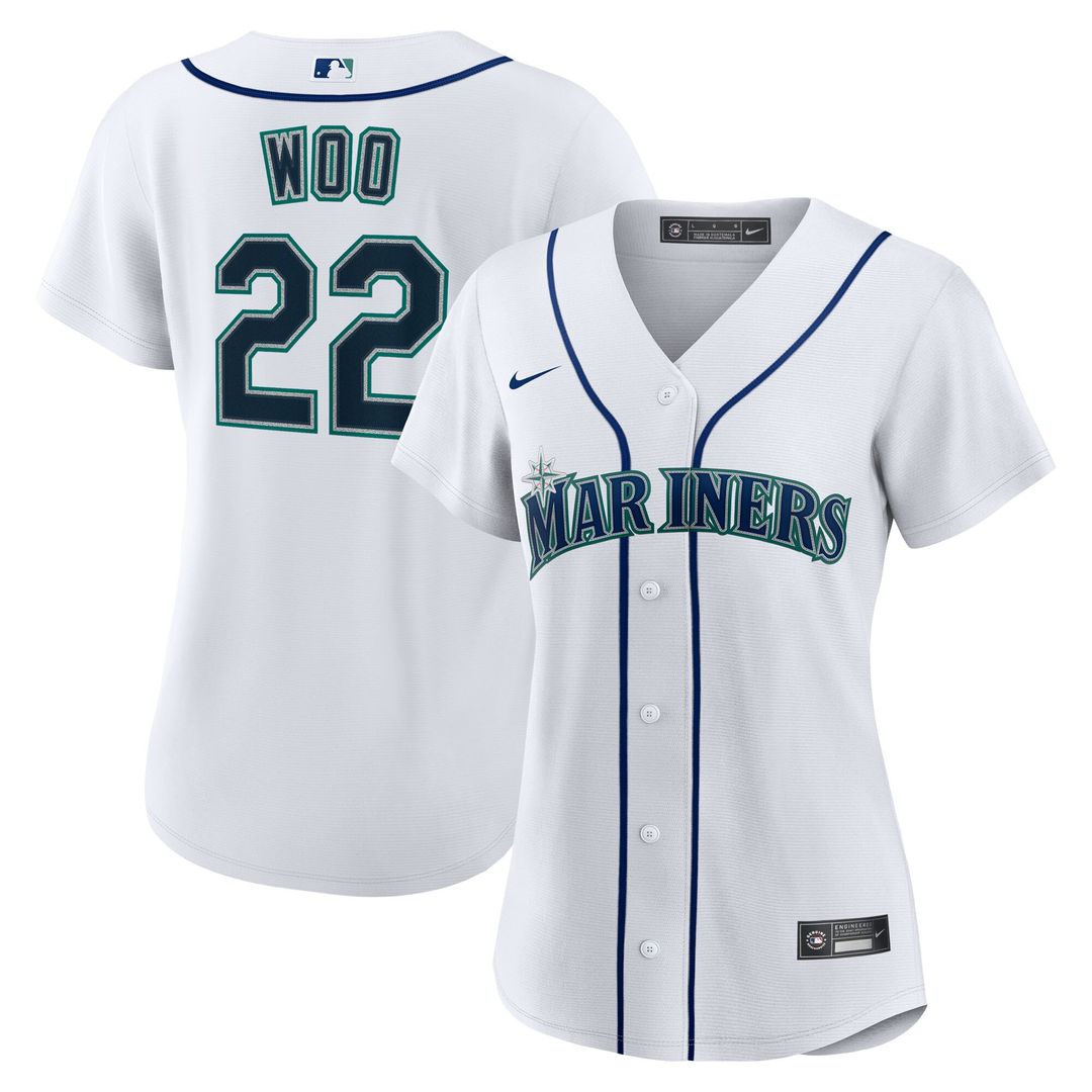 Seattle Mariners Bryan Woo Nike Women's Home Replica Jersey - White Team Jersey Sports Fan Apparel