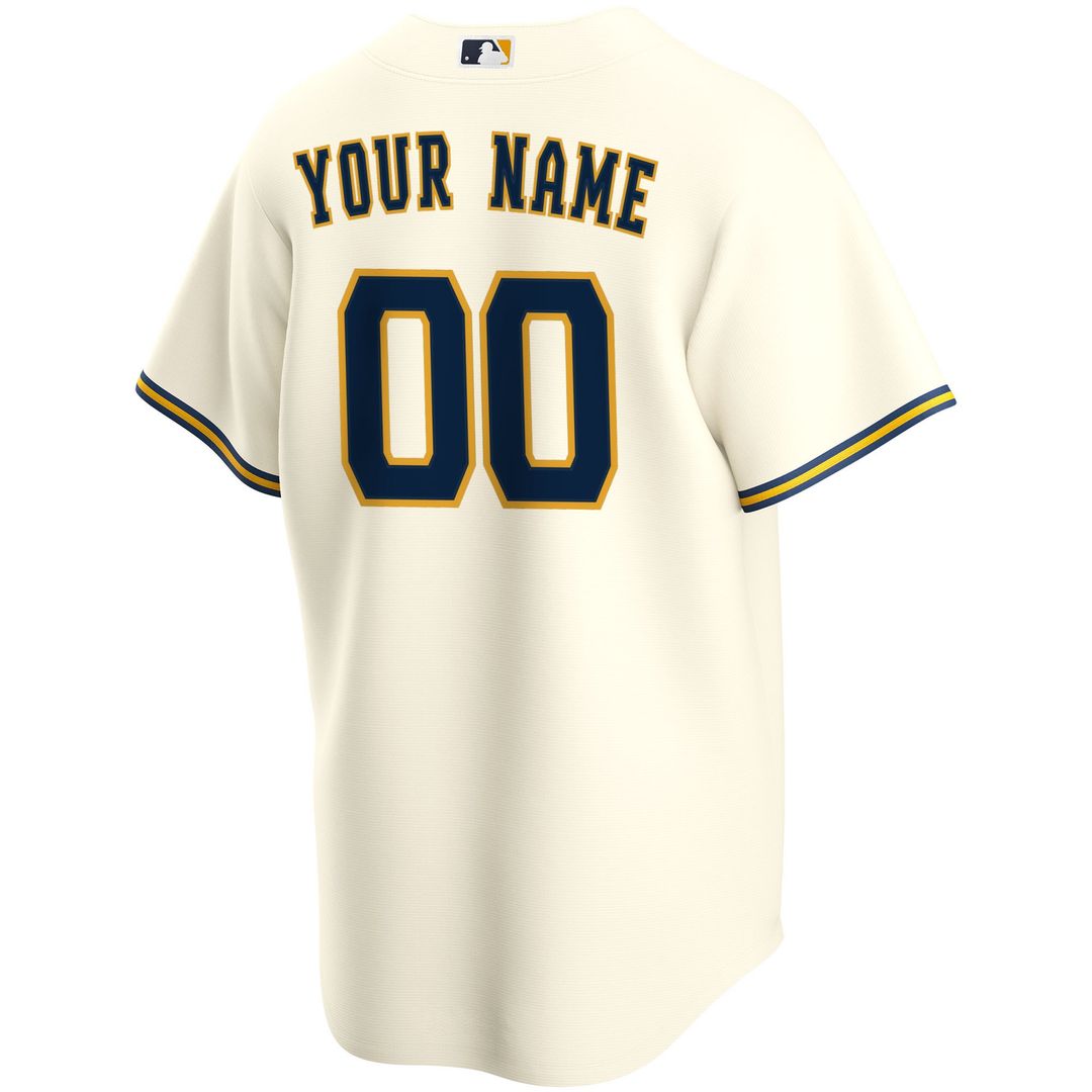 Milwaukee Brewers Nike Home Replica Custom Jersey - Cream Team Jersey Sports Fan Apparel