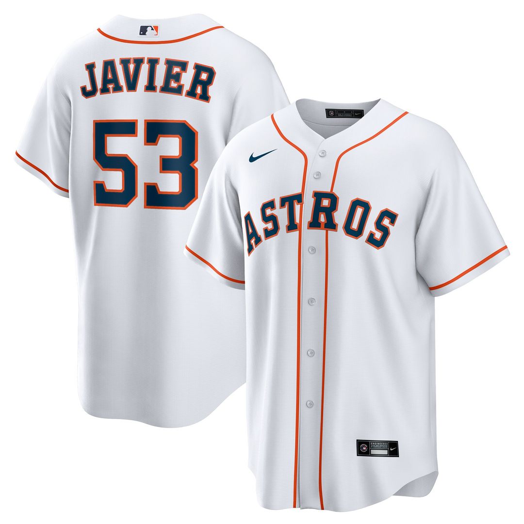 Houston Astros Cristian Javier Nike Home Replica Jersey - White Team Jersey Sports Fan Apparel