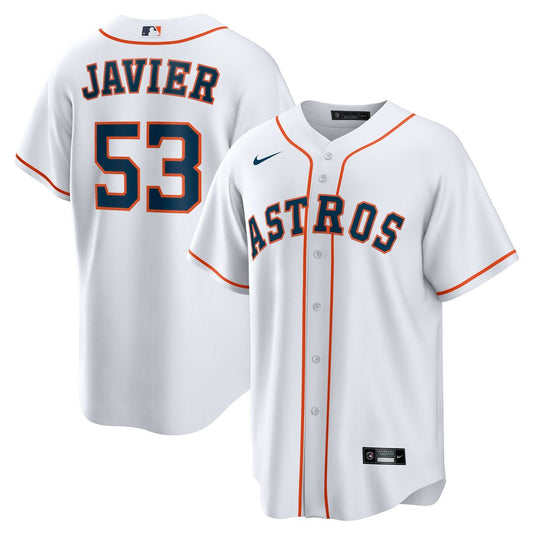 Houston Astros Cristian Javier Nike Home Replica Jersey - White Team Jersey Sports Fan Apparel
