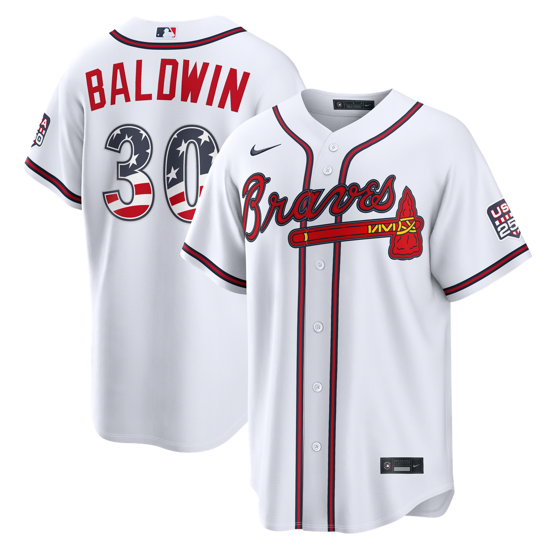 Atlanta Braves Drake Baldwin Nike USA 250 Fourth of July Home Stadium Jersey - White Team Jersey Sports Fan Apparel