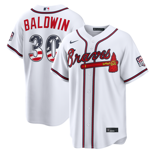 Atlanta Braves Drake Baldwin Nike USA 250 Fourth of July Home Stadium Jersey - White Team Jersey Sports Fan Apparel