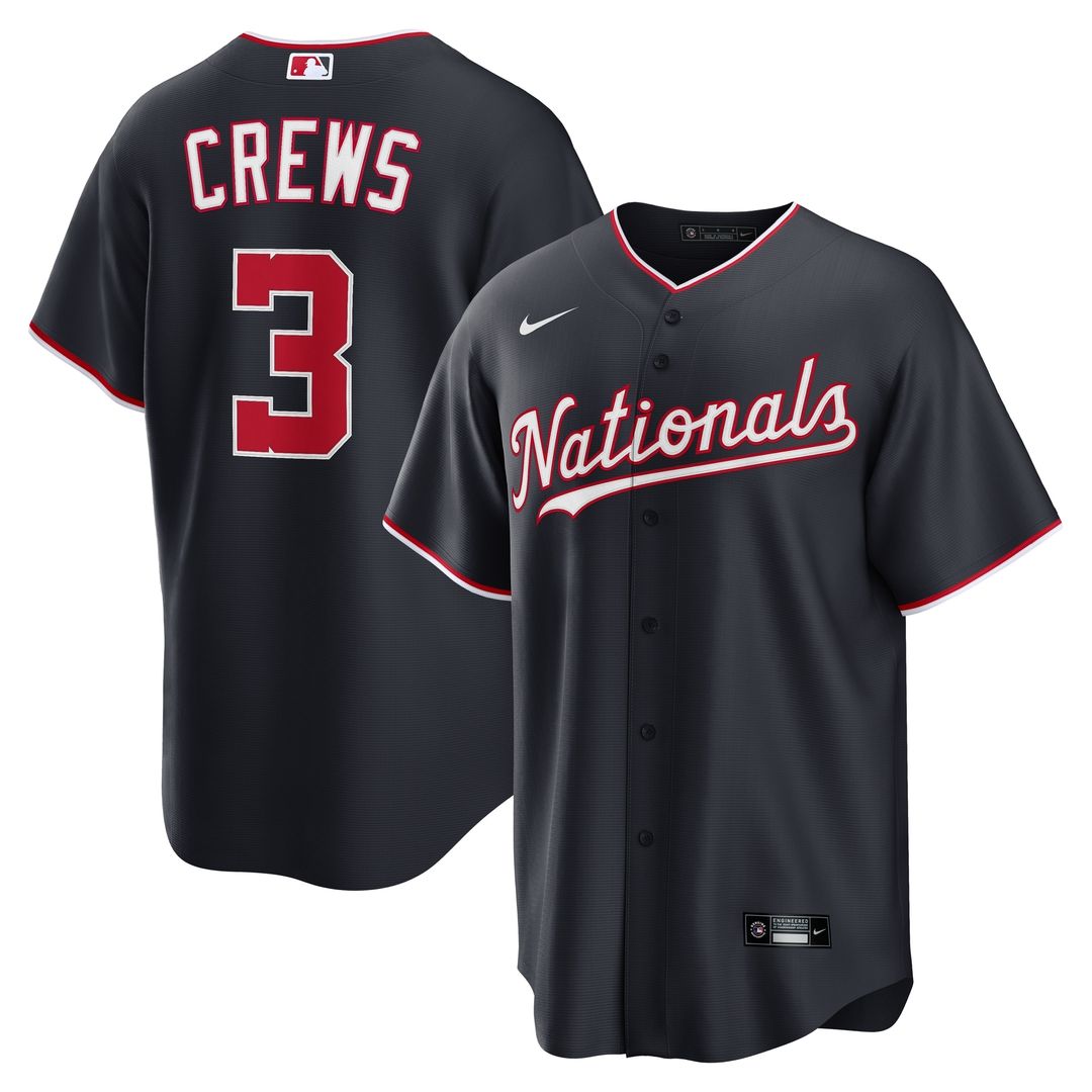 Washington Nationals Dylan Crews Nike Alternate Replica Jersey - Navy Team Jersey Sports Fan Apparel