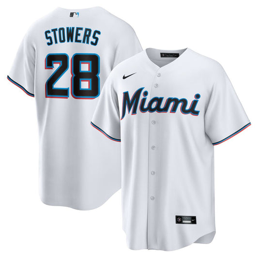 Miami Marlins Kyle Stowers Nike Home Replica Jersey - White Team Jersey Sports Fan Apparel
