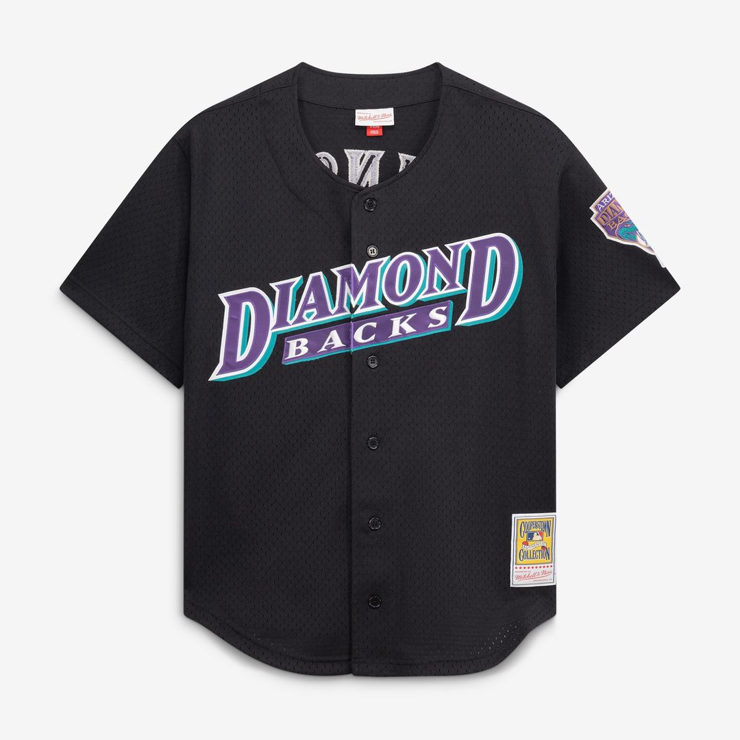 Arizona Diamondbacks Randy Johnson Mitchell & Ness Cooperstown Mesh Batting Practice Button - Up Jersey - Black Team Jersey Sports Fan Apparel