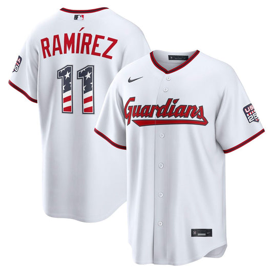 Cleveland Guardians José Ramírez Nike USA 250 Fourth of July Home Stadium Jersey - White Team Jersey Sports Fan Apparel