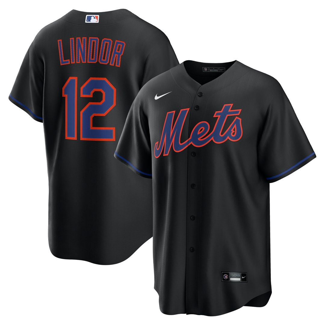 New York Mets Francisco Lindor Nike Alternate Replica Jersey - Black Team Jersey Sports Fan Apparel