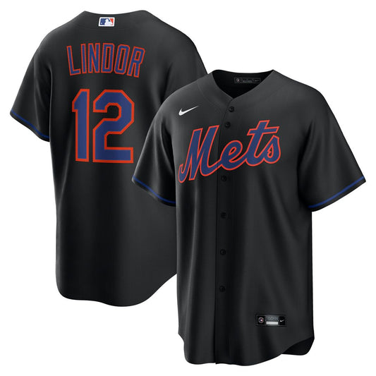 New York Mets Francisco Lindor Nike Alternate Replica Jersey - Black Team Jersey Sports Fan Apparel