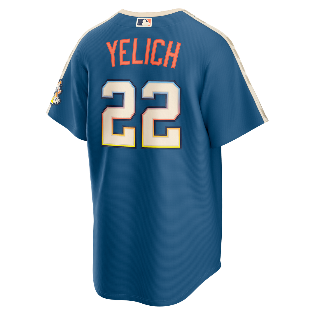 Milwaukee Brewers Christian Yelich Nike 2026 City Connect Stadium Jersey - Mineral Blue Team Jersey Sports Fan Apparel