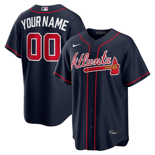 Atlanta Braves Nike Alternate Replica Custom Jersey - Navy Team Jersey Sports Fan Apparel